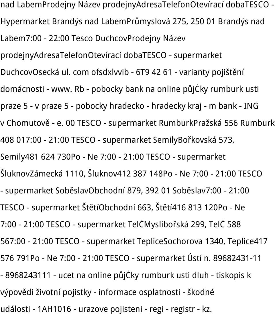 Rb - pobocky bank na online půjčky rumburk usti praze 5 - v praze 5 - pobocky hradecko - hradecky kraj - m bank - ING v Chomutově - e.