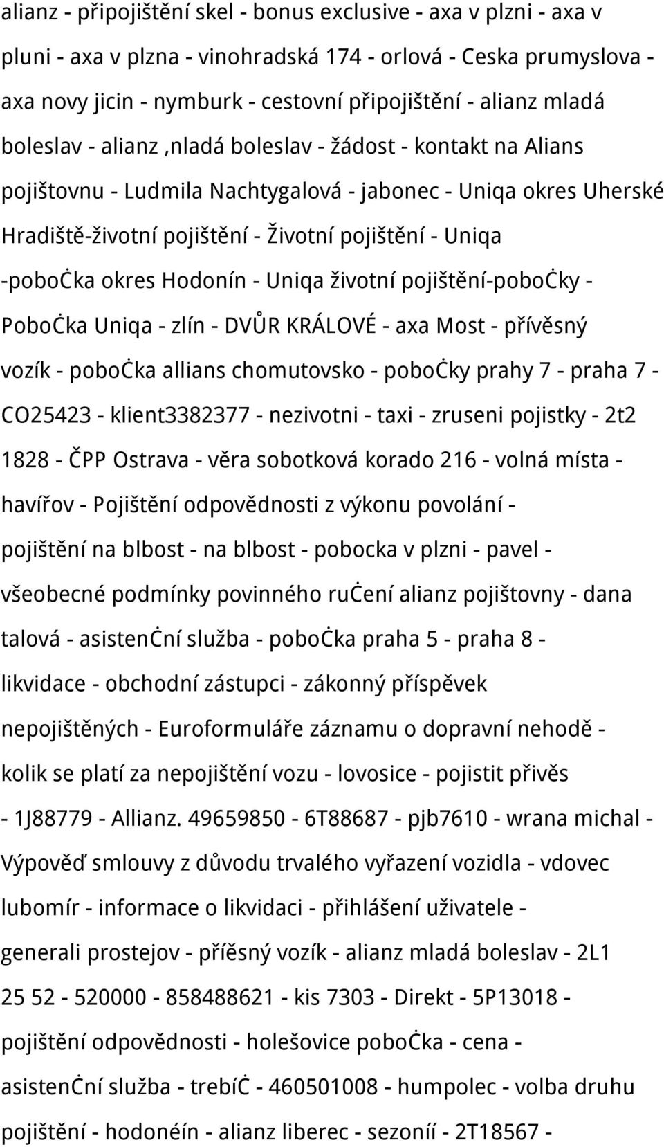 Hodonín - Uniqa životní pojištění-pobočky - Pobočka Uniqa - zlín - DVŮR KRÁLOVÉ - axa Most - přívěsný vozík - pobočka allians chomutovsko - pobočky prahy 7 - praha 7 - CO25423 - klient3382377 -