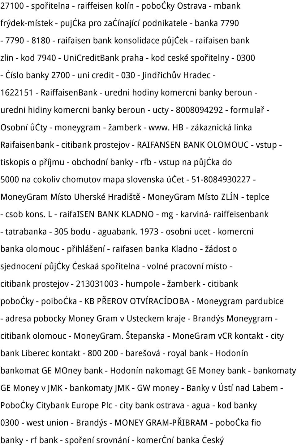 komercni banky beroun - ucty - 8008094292 - formulař - Osobní ůčty - moneygram - žamberk - www.