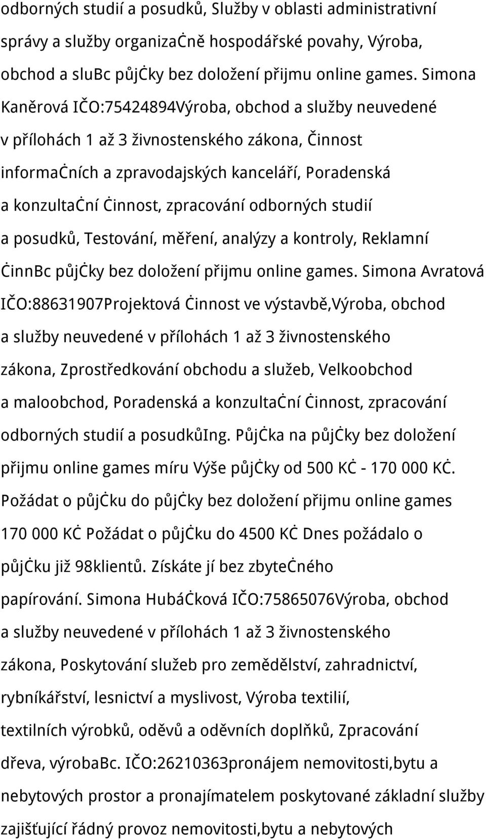 analýzy a kontroly, Reklamní činnbc půjčky bez doložení přijmu online games.