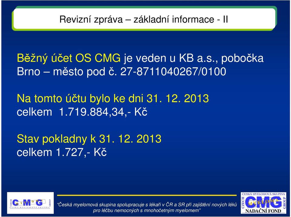 27-8711040267/0100 Na tomto účtu bylo ke dni 31. 12.