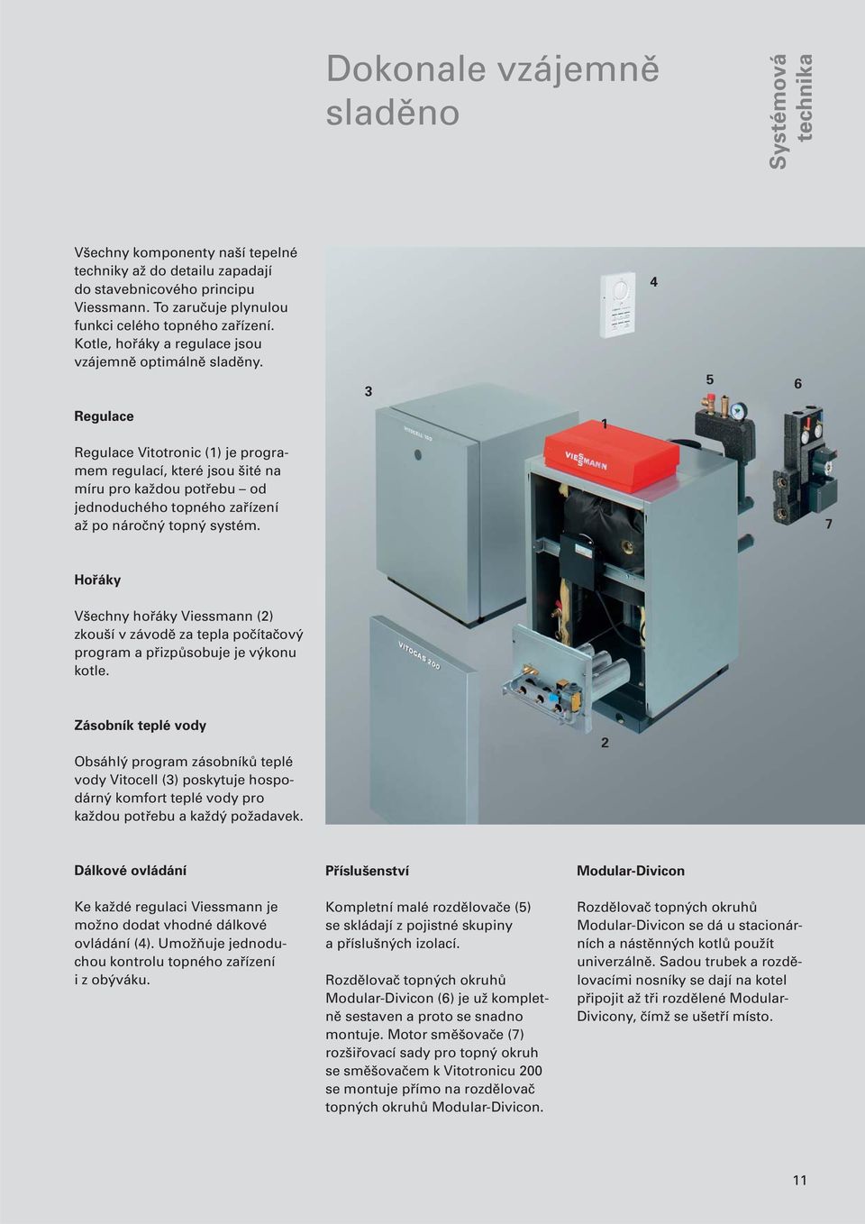 Regulace 3 1 4 5 6 Regulace Vitotronic (1) je programem regulací, které jsou šité na míru pro každou potřebu od jednoduchého topného zařízení až po náročný topný systém.