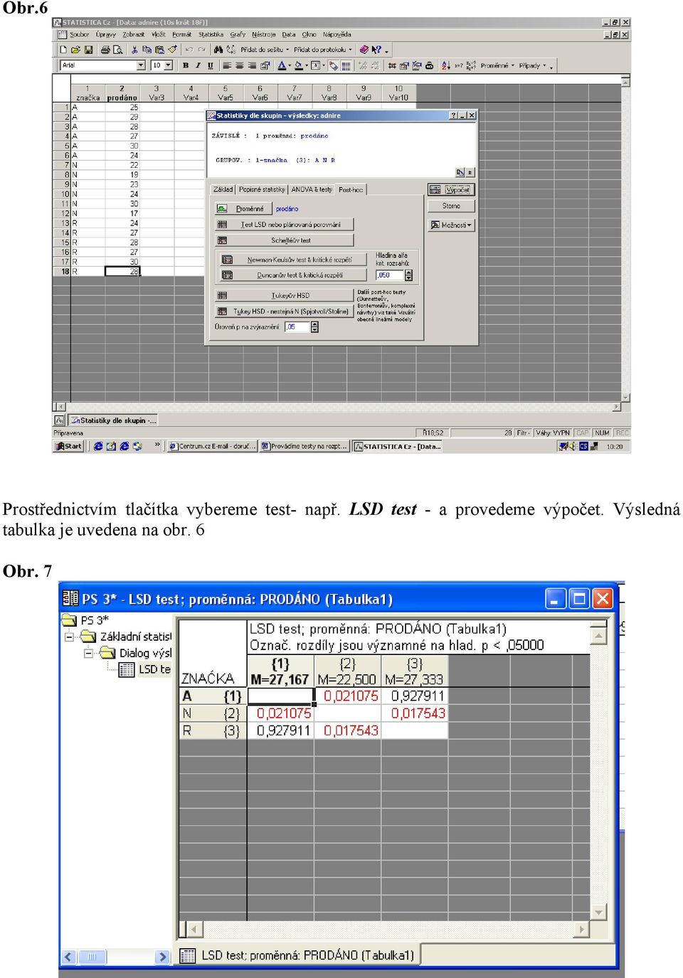 LSD test - a provedeme výpočet.