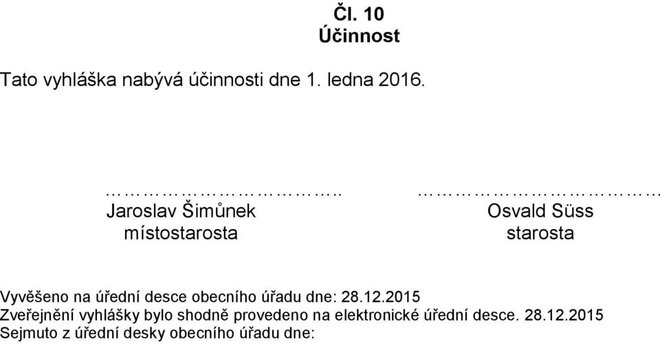 desce obecního úřadu dne: 28.12.