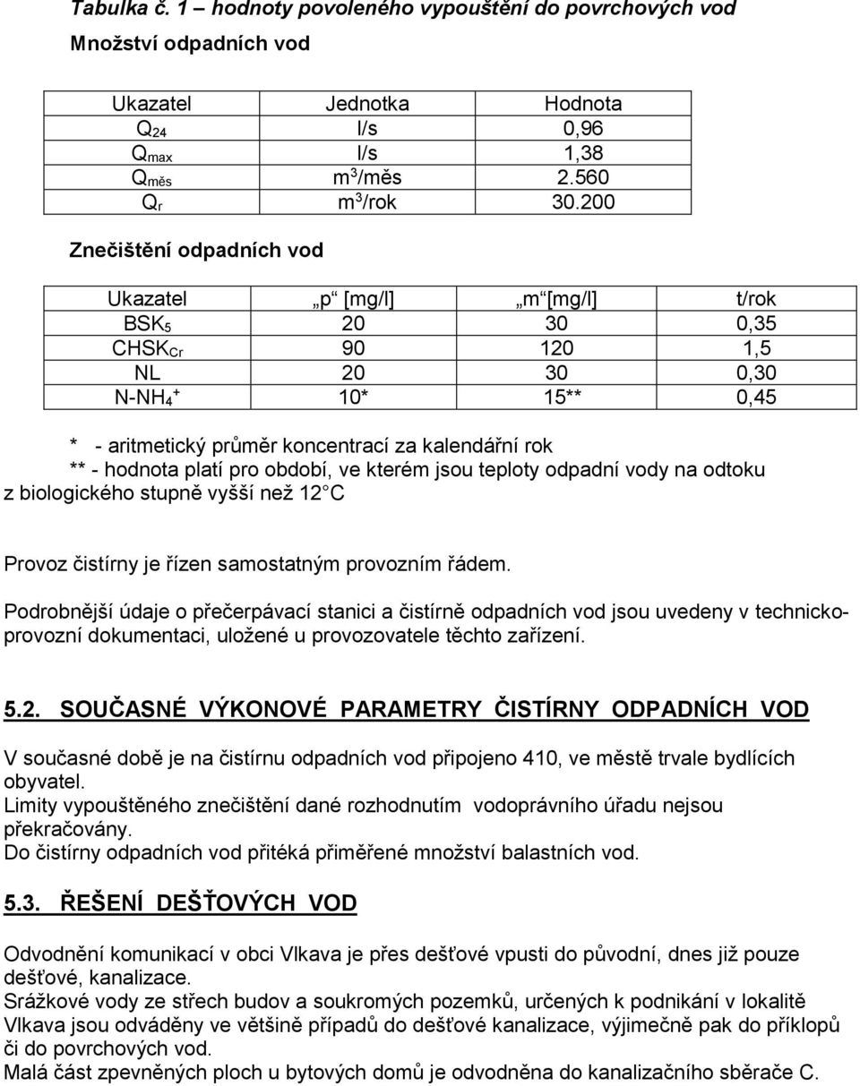 hodnota platí pro období, ve kterém jsou teploty odpadní vody na odtoku z biologického stupně vyšší než 12 C Provoz čistírny je řízen samostatným provozním řádem.