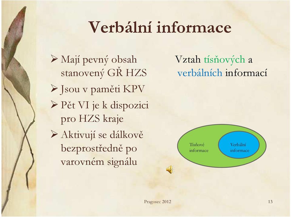 dálkově bezprostředně po varovném signálu Vztah tísňových a