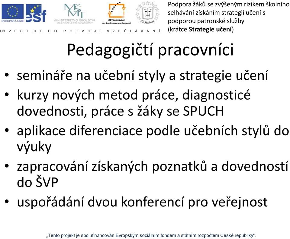 SPUCH aplikace diferenciace podle učebních stylů do výuky zapracování