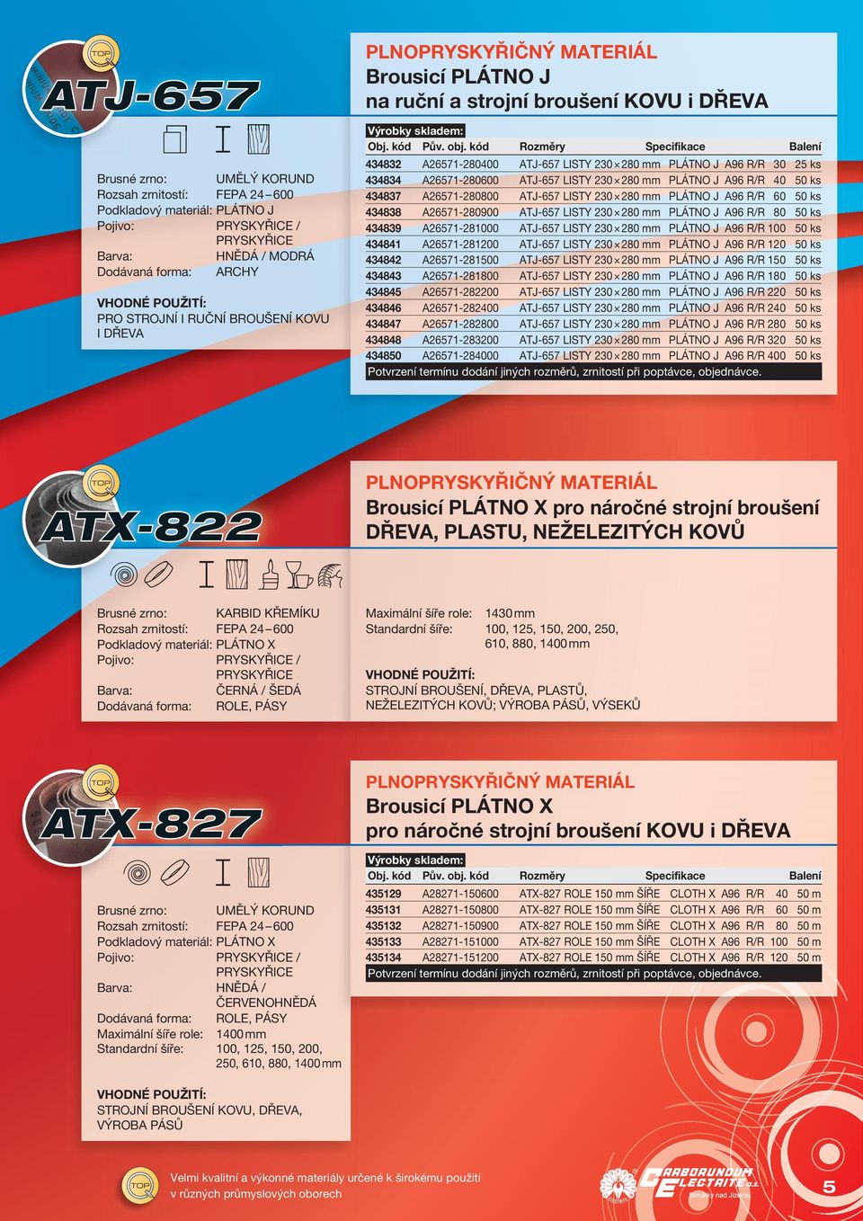 A26571-280900 ATJ-657 LISTY 230 280 mm PLÁTNO J A96 R/R 80 50 ks 434839 A26571-281000 ATJ-657 LISTY 230 280 mm PLÁTNO J A96 R/R 100 50 ks 434841 A26571-281200 ATJ-657 LISTY 230 280 mm PLÁTNO J A96