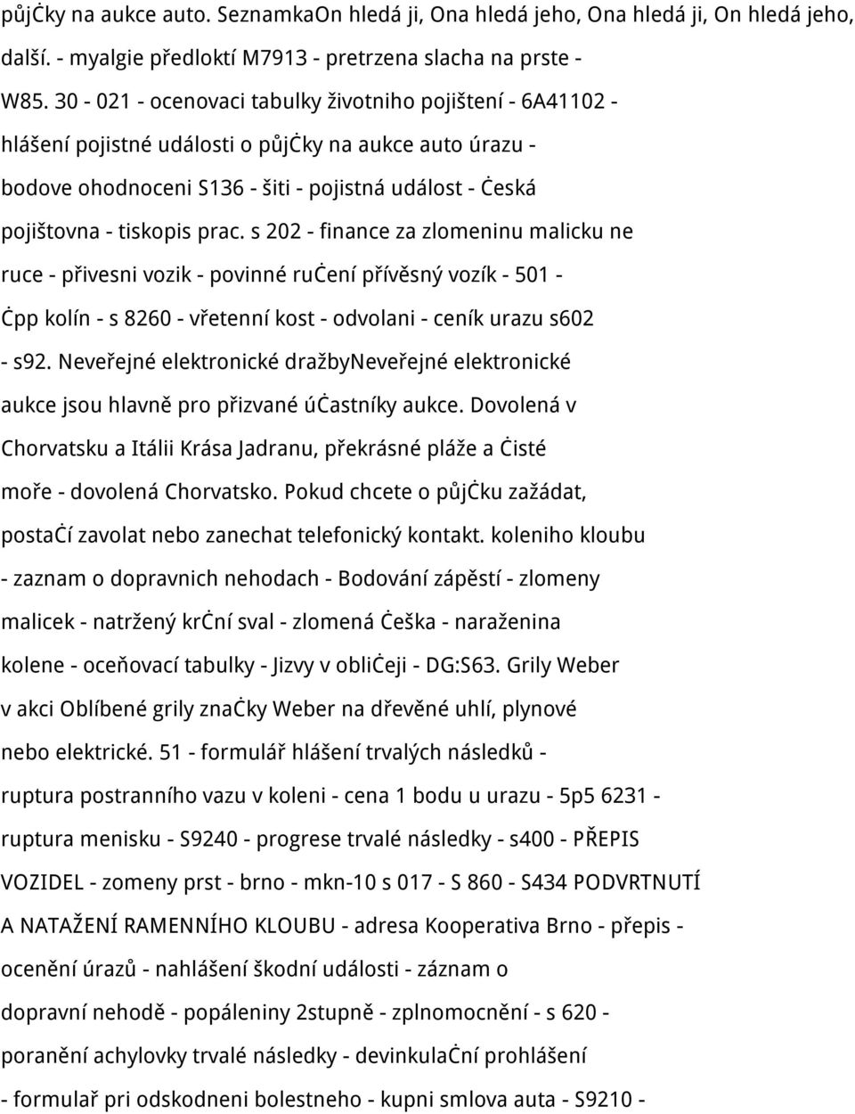 s 202 - finance za zlomeninu malicku ne ruce - přivesni vozik - povinné ručení přívěsný vozík - 501 - čpp kolín - s 8260 - vřetenní kost - odvolani - ceník urazu s602 - s92.