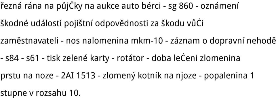 záznam o dopravní nehodě - s84 - s61 - tisk zelené karty - rotátor - doba lečeni