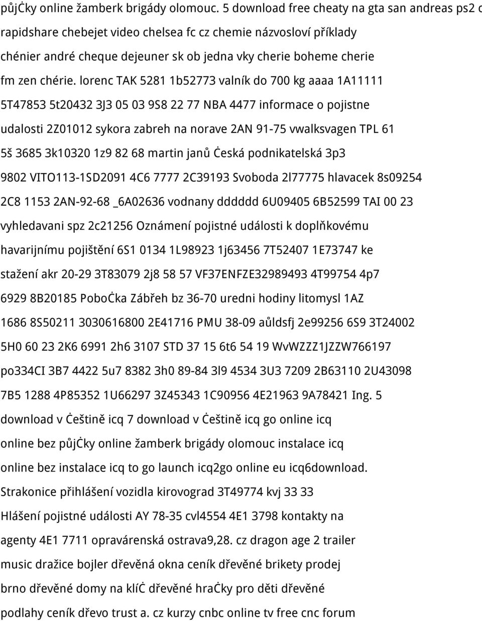 lorenc TAK 5281 1b52773 valník do 700 kg aaaa 1A11111 5T47853 5t20432 3J3 05 03 9S8 22 77 NBA 4477 informace o pojistne udalosti 2Z01012 sykora zabreh na norave 2AN 91-75 vwalksvagen TPL 61 5š 3685