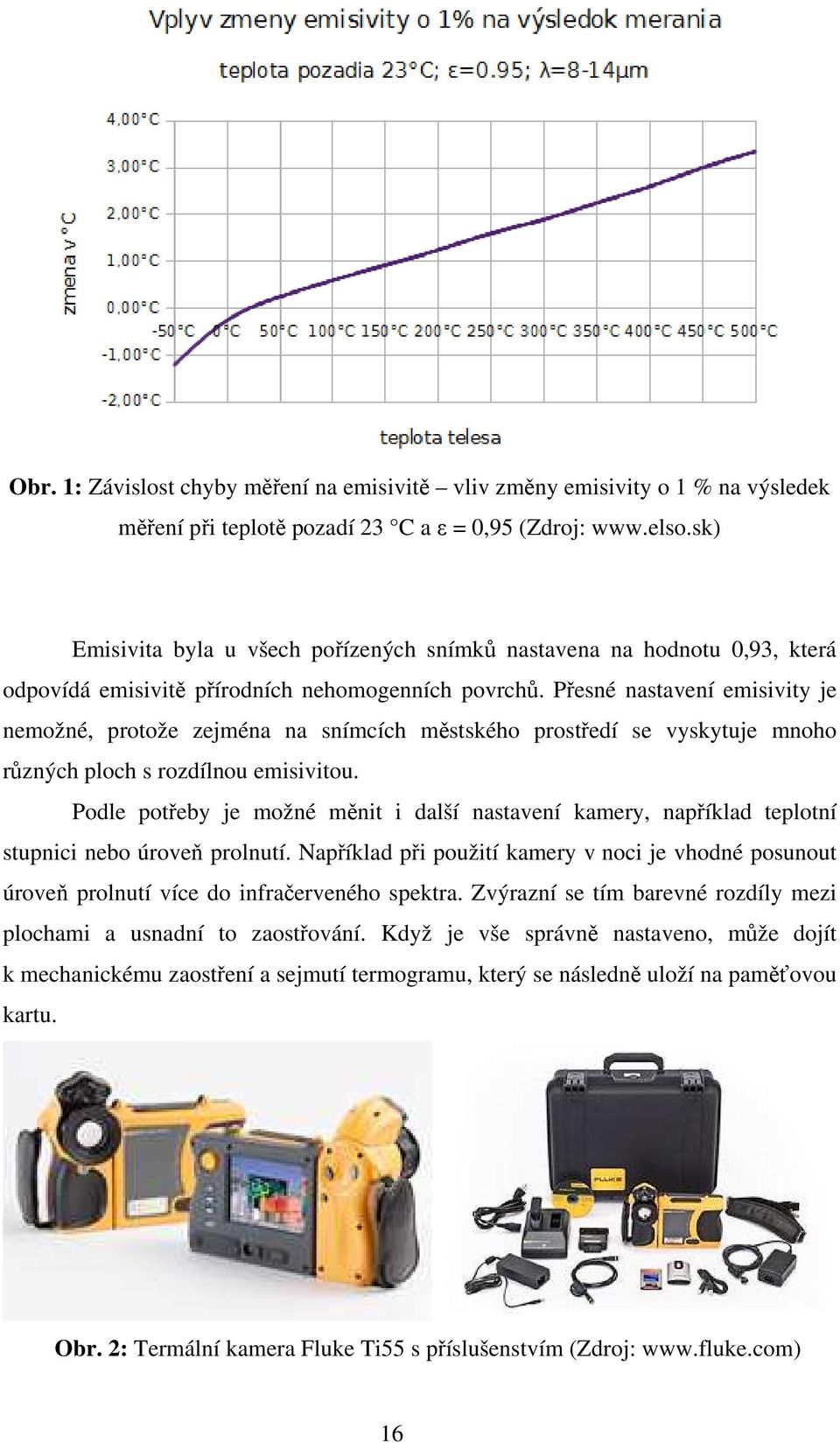 Přesné nastavení emisivity je nemožné, protože zejména na snímcích městského prostředí se vyskytuje mnoho různých ploch s rozdílnou emisivitou.