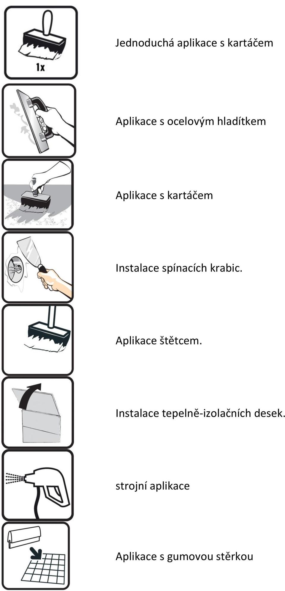 krabic. Aplikace štětcem.