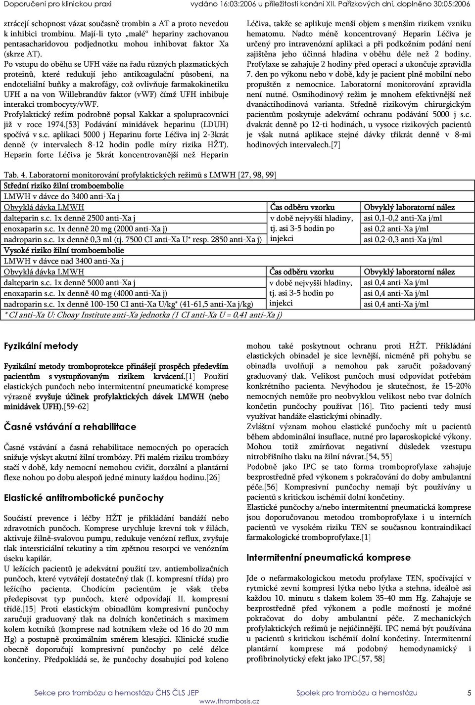 Willebrandův faktor (vwf) čímž UFH inhibuje interakci trombocyty/vwf. Profylaktický režim podrobně popsal Kakkar a spolupracovníci již v roce 1974.[53] Podávání minidávek heparinu (LDUH) spočívá v s.