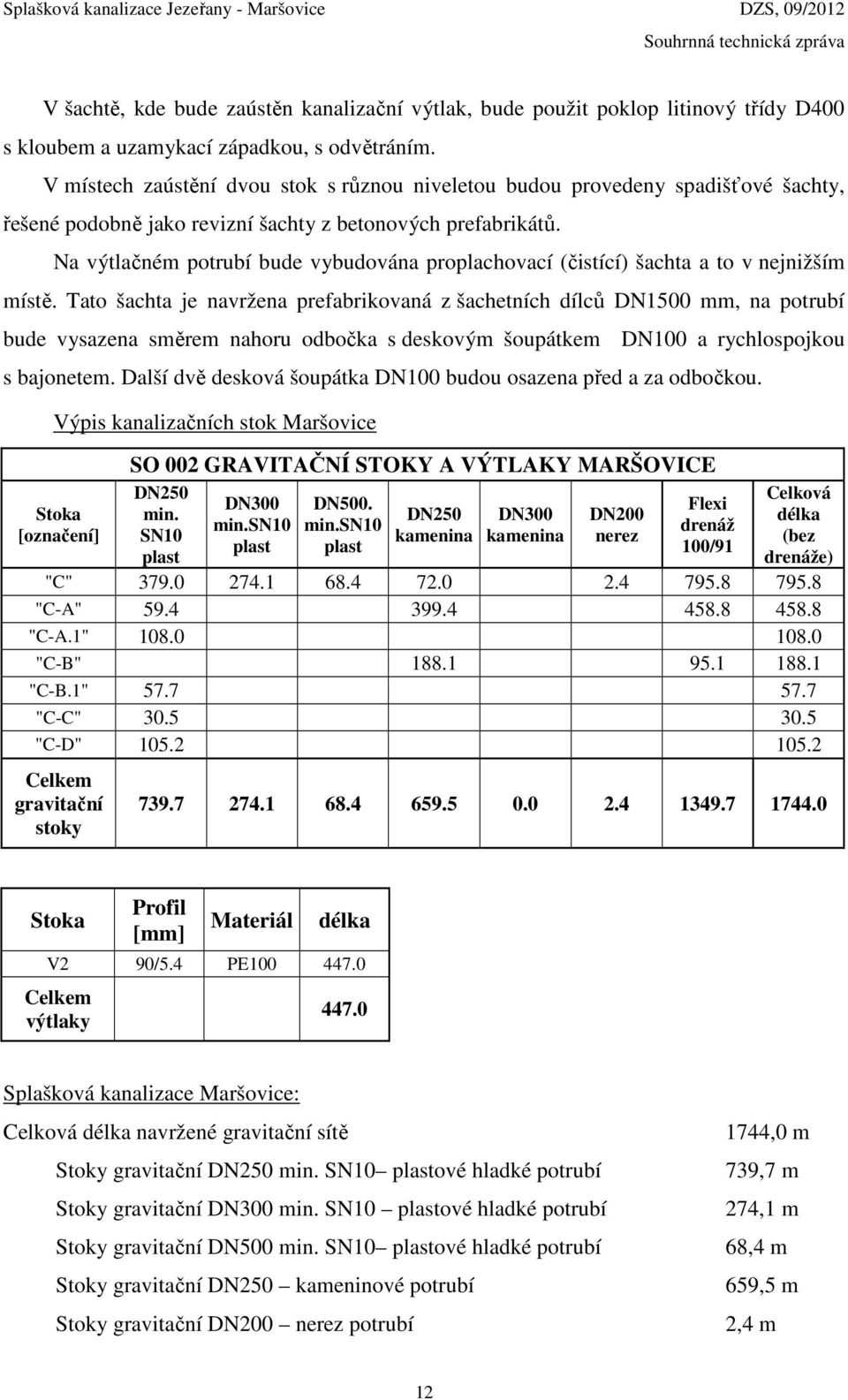 Na výtlačném potrubí bude vybudována proplachovací (čistící) šachta a to v nejnižším místě.