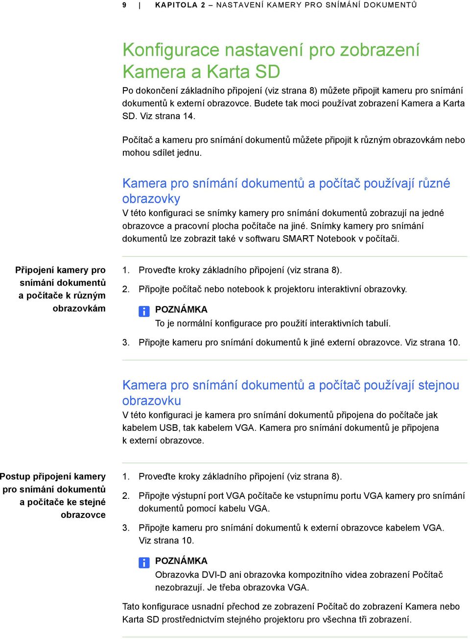 Kamera pro snímání dokumentů a počítač používají různé obrazovky V této konfiguraci se snímky kamery pro snímání dokumentů zobrazují na jedné obrazovce a pracovní plocha počítače na jiné.