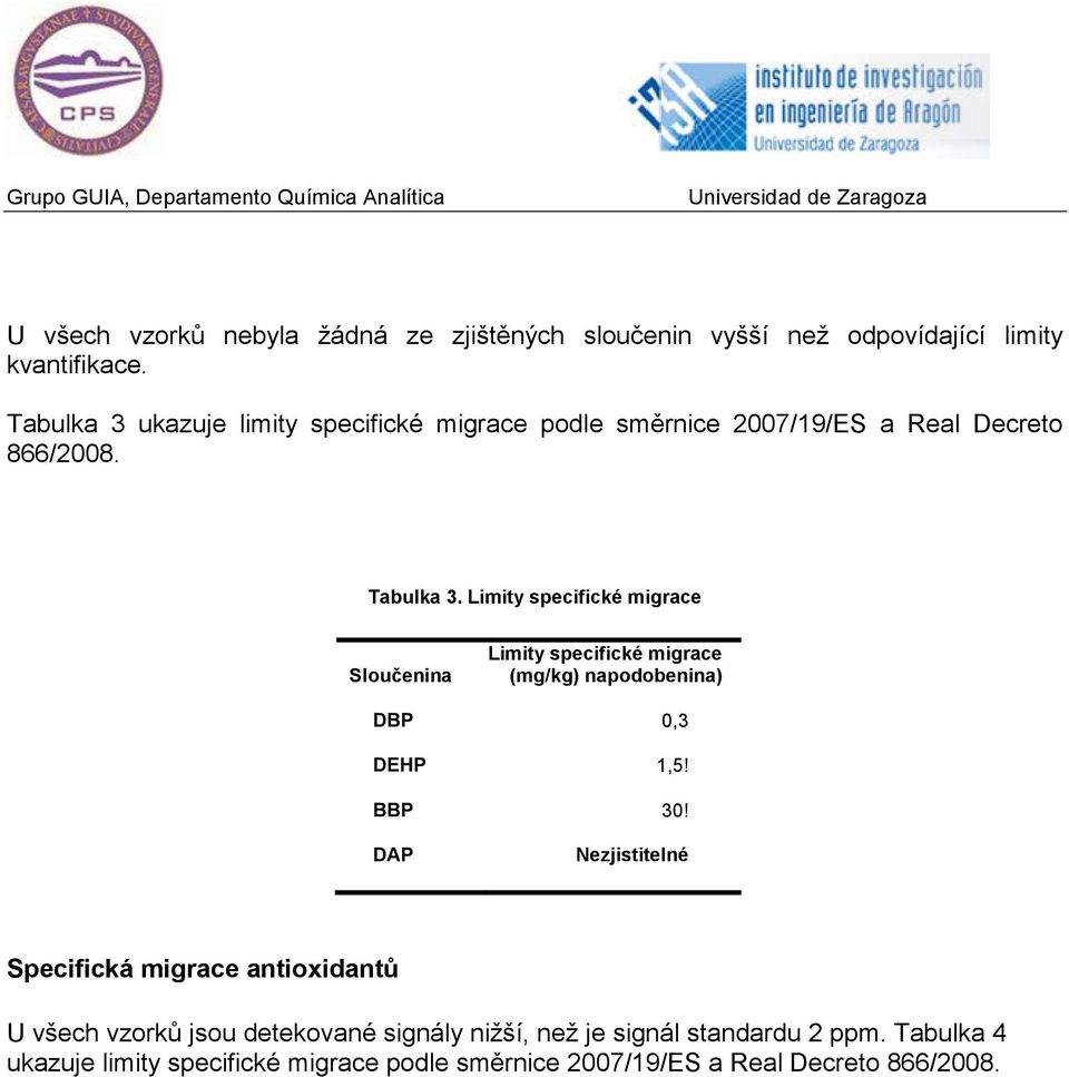 Limity specifické migrace Sloučenina Limity specifické migrace (mg/kg) napodobenina) DBP 0,3 DEHP 1,5! BBP 30!