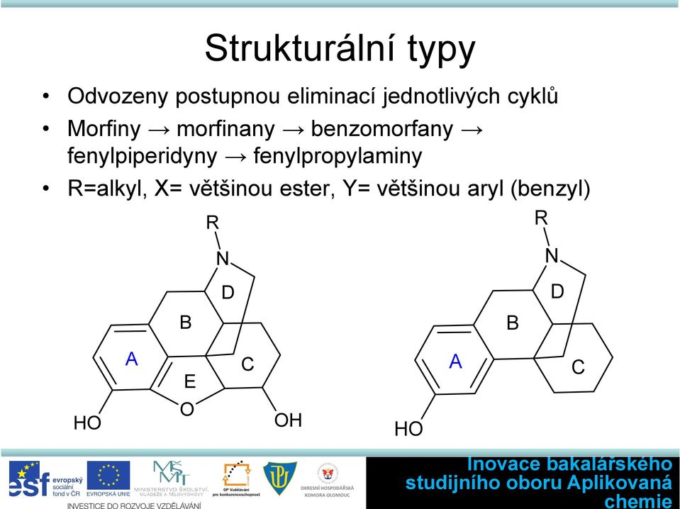 fenylpiperidyny fenylpropylaminy R=alkyl, X=