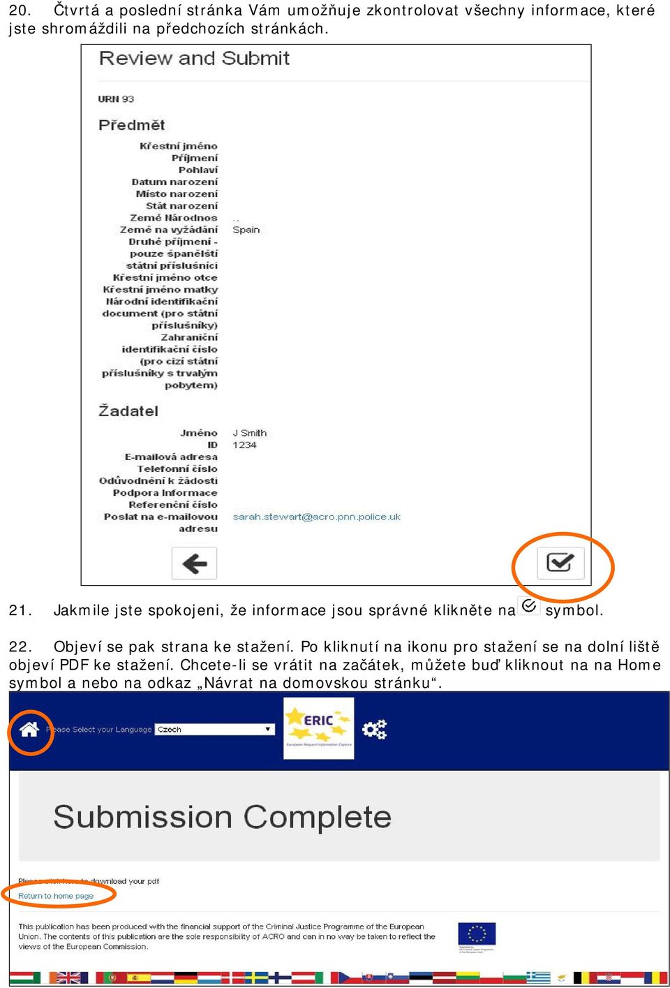 Objeví se pak strana ke stažení. Po kliknutí na ikonu pro stažení se na dolní liště objeví PDF ke stažení.