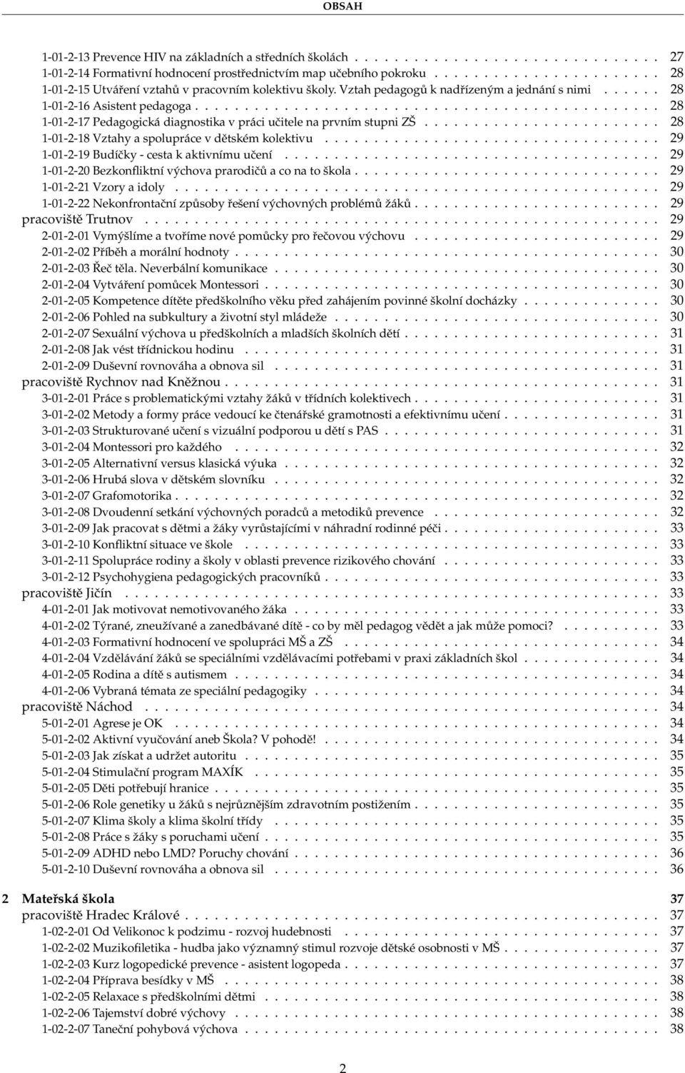 .............................................. 28 1-01-2-17 Pedagogická diagnostika v práci učitele na prvním stupni ZŠ........................ 28 1-01-2-18 Vztahy a spolupráce v dětském kolektivu.