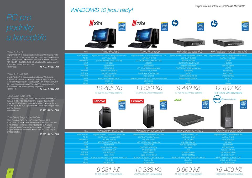 čipset Intel Q87 HDD 500GB SATA III mechanika DVD±R/RW DL Intel HD 4600 (DVI, VGA, HDMI, DP) 6x USB 2.0, 2xUSB 3.0 síťová karta 1Gb zvuková karta 7.