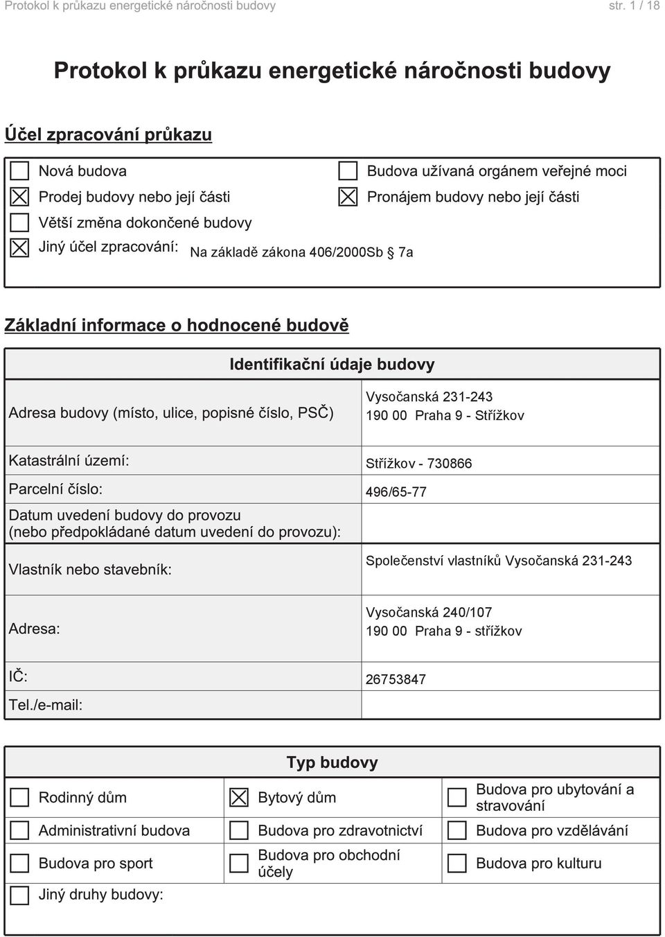 730866 496/65-77 Spoleenství vlastník Vysoanská