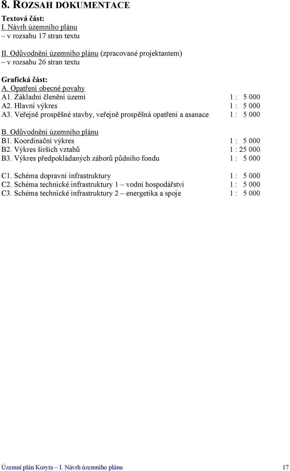 Odůvodnění územního plánu B1. Koordinační výkres 1 : 5 000 B2. Výkres širších vztahů 1 : 25 000 B3. Výkres předpokládaných záborů půdního fondu 1 : 5 000 C1.