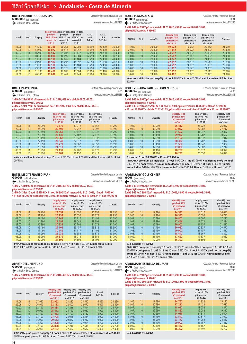 504 33 844 1. a 2. dítě 2 let 16 90 16 90 1 490 1 90 18 90 1 990 18 90 1 990 Costa de Almería / Roquetas de Mar str.33 rezervace na www.firo.cz/ebx286 1. a 2. dítě 13 let 24 90 2 490 2 490 25 90 21 90 39 90 43 490 40 90 43 490 40 490 HOTEL PLAYASOL SPA, Brna, Ostravy 212 let 99 Kč 2016, 499 Kč v obbí 01.