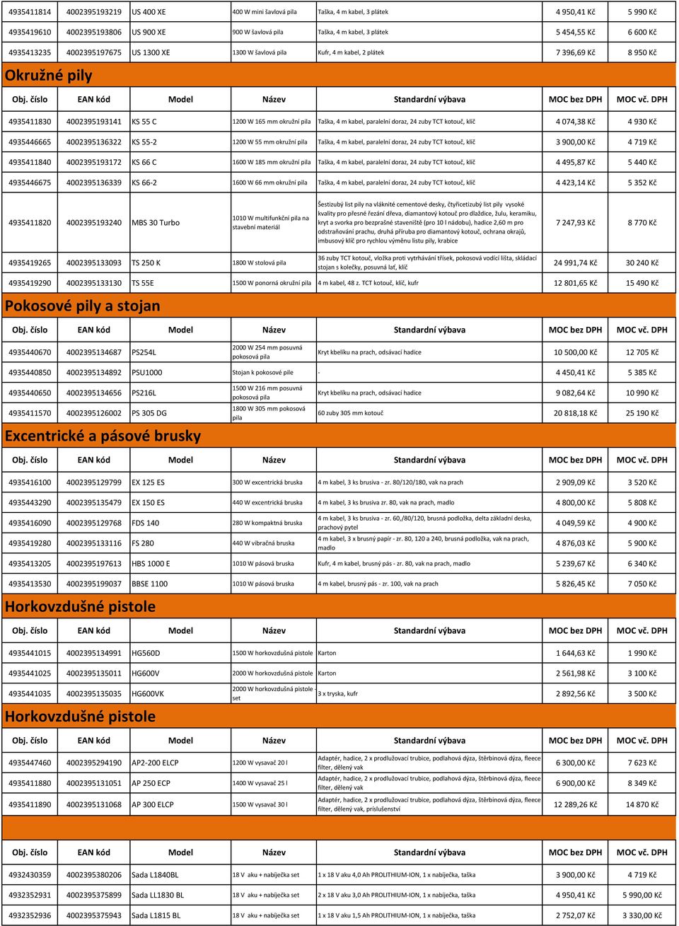 24 zuby TCT kotouč, klíč 4 074,38 Kč 4 930 Kč 4935446665 400239536322 KS 55-2 200 W 55 mm okružní pila Taška, 4 m kabel, paralelní doraz, 24 zuby TCT kotouč, klíč 3 900,00 Kč 4 79 Kč 49354840