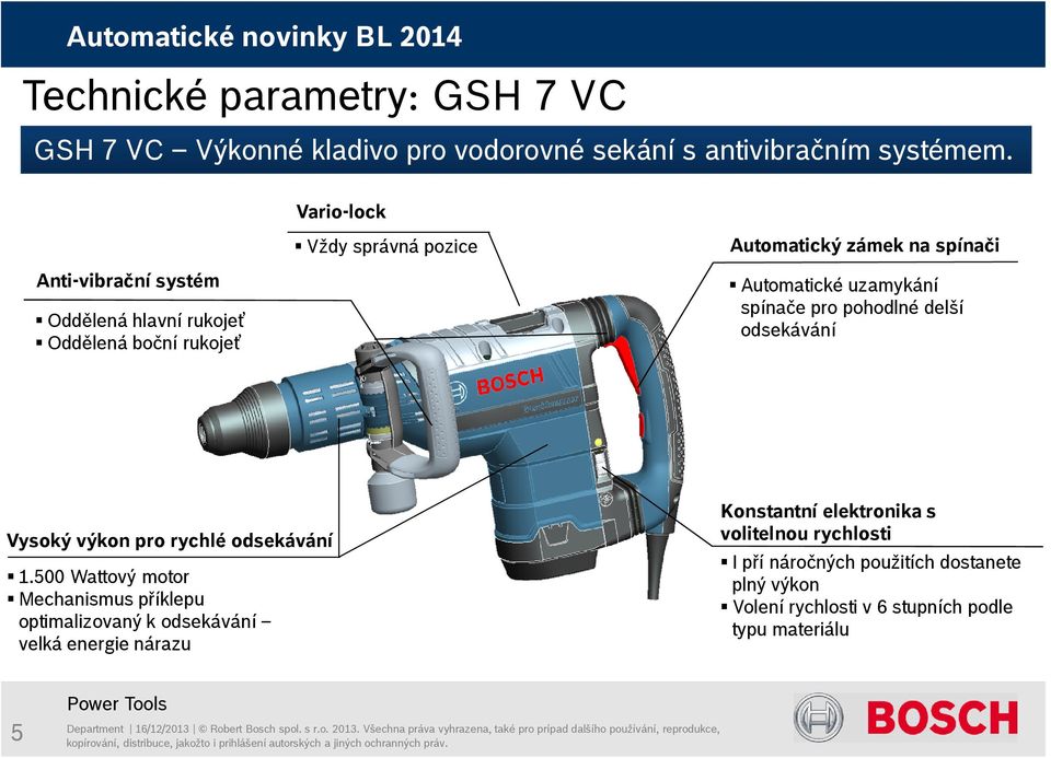 uzamykání spínače pro pohodlné delší odsekávání Vysoký výkon pro rychlé odsekávání 1.