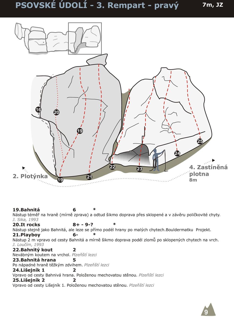 * Nástup stejnì jako Bahnitá, ale leze se pøímo podél hrany po malých chytech.bouldermatku Projekt. 21.