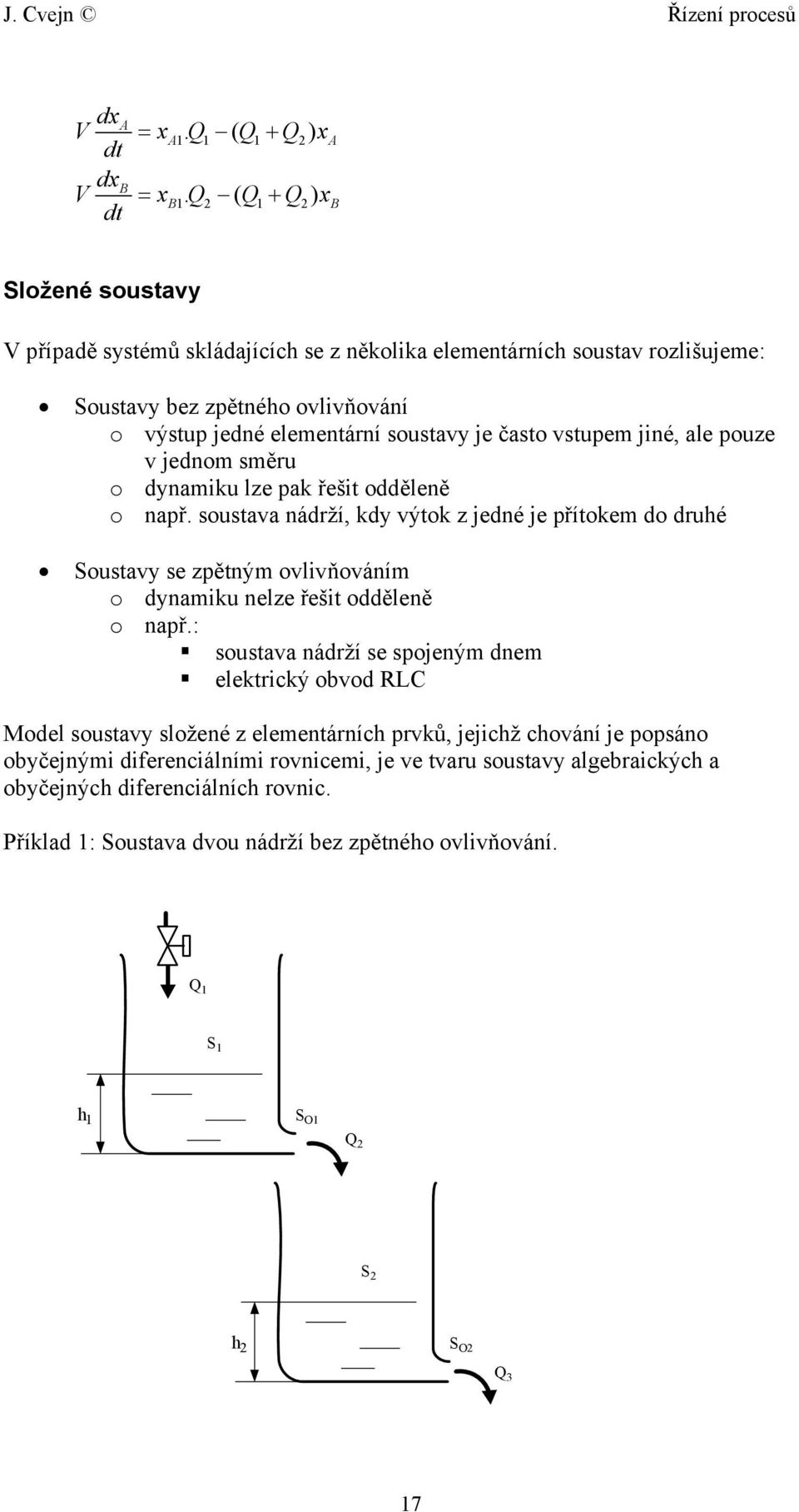 často vstupem jiné, ale pouze v jednom směru o dynamiku lze pak řešit odděleně o např.