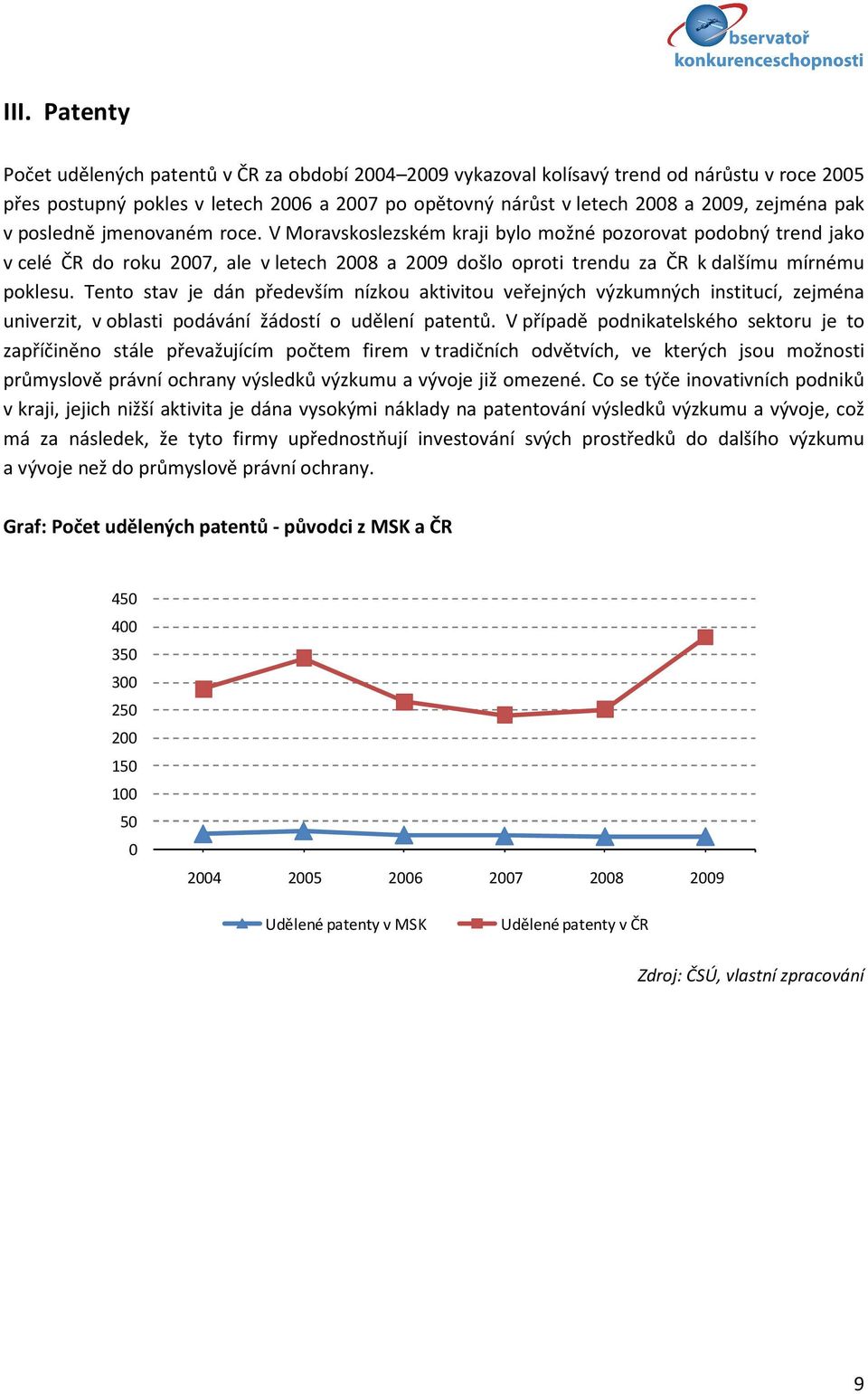 V Moravskoslezském kraji bylo možné pozorovat podobný trend jako v celé ČR do roku 2007, ale v letech 2008 a 2009 došlo oproti trendu za ČR k dalšímu mírnému poklesu.