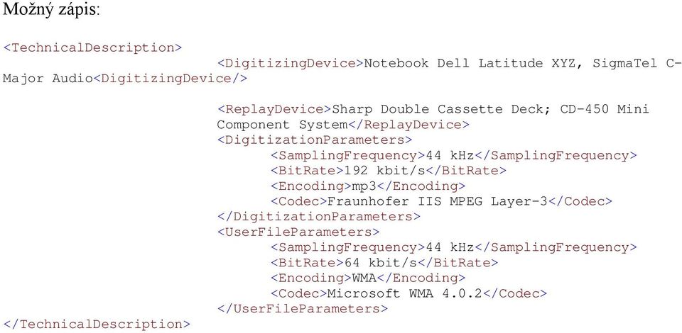 khz</samplingfrequency> <BitRate>192 kbit/s</bitrate> <Encoding>mp3</Encoding> <Codec>Fraunhofer IIS MPEG Layer-3</Codec> </DigitizationParameters>