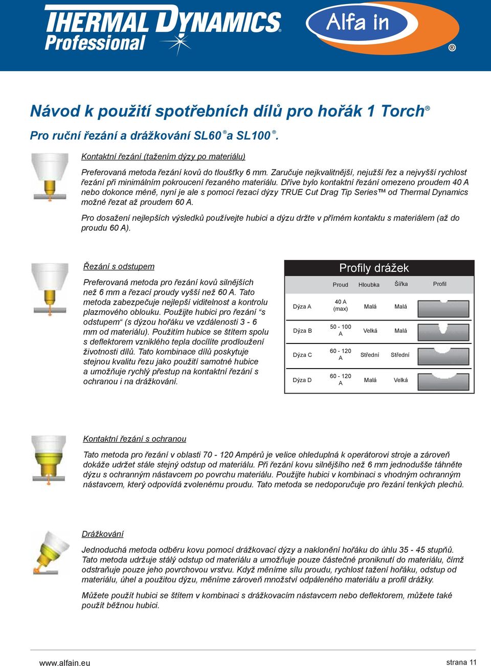 Dříve bylo kontaktní řezání omezeno proudem 40 A nebo dokonce méně, nyní je ale s pomocí řezací dýzy TRUE Cut Drag Tip Series od Thermal Dynamics možné řezat až proudem 60 A.