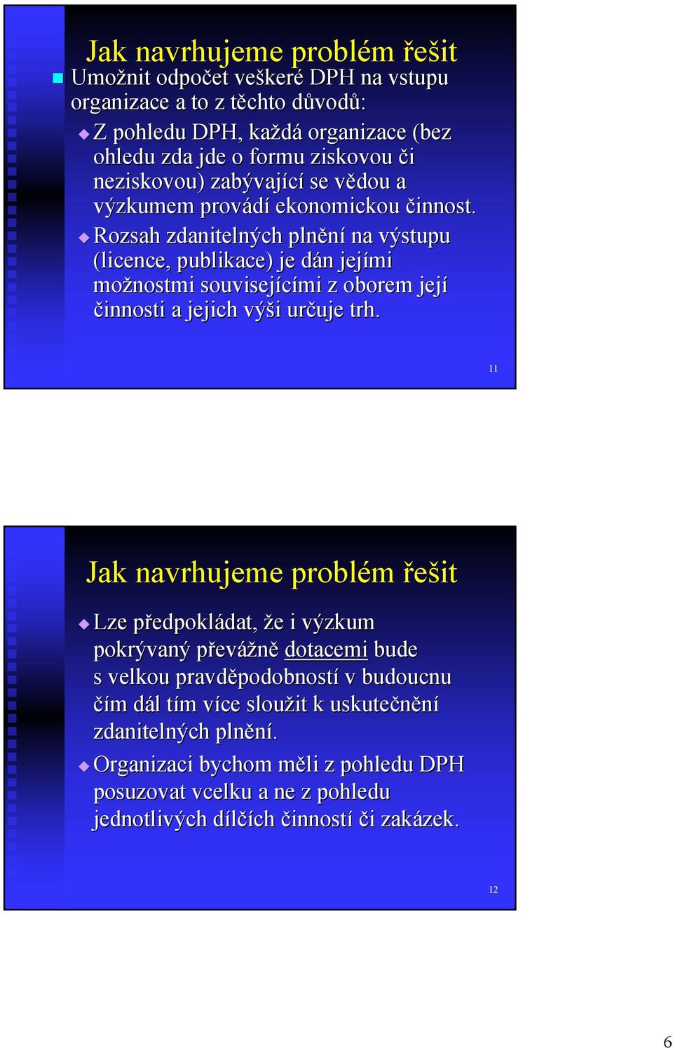 Rozsah zdanitelných plnění na výstupu v (licence, publikace) je dán d n jejími možnostmi souvisejícími z oborem její činnosti a jejich výšv ýši i určuje uje trh.