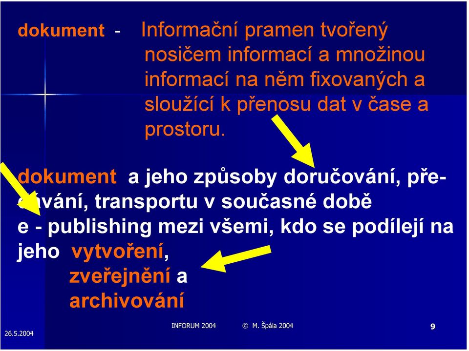 dokument a jeho způsoby doručování, předávání, transportu v současné době e -