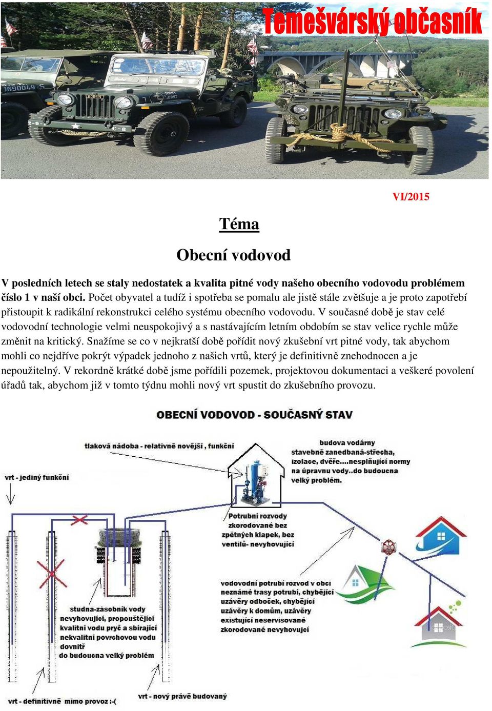 V současné době je stav celé vodovodní technologie velmi neuspokojivý a s nastávajícím letním obdobím se stav velice rychle může změnit na kritický.