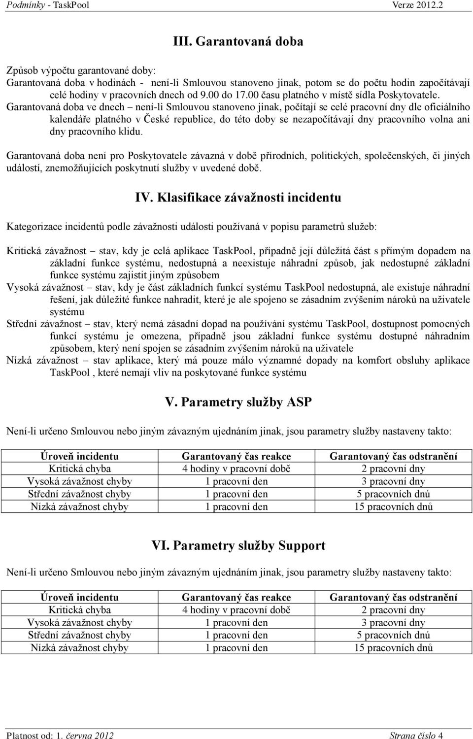 Garantvaná dba ve dnech není-li Smluvu stanven jinak, pčítají se celé pracvní dny dle ficiálníh kalendáře platnéh v České republice, d tét dby se nezapčítávají dny pracvníh vlna ani dny pracvníh