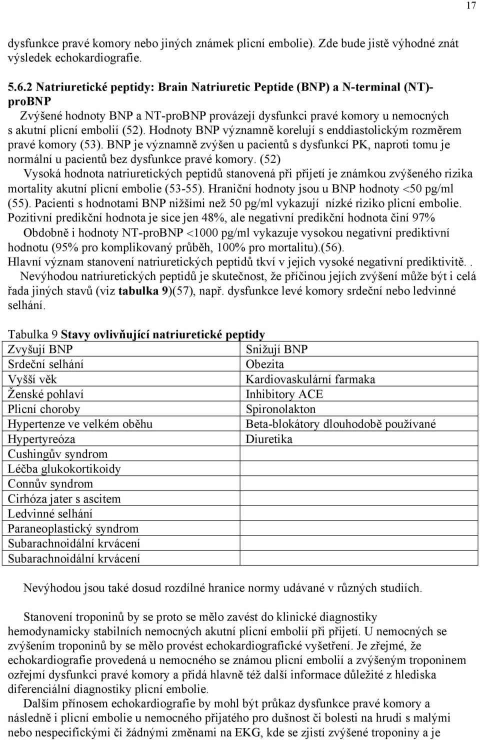 Hodnoty BNP významně korelují s enddiastolickým rozměrem pravé komory (53). BNP je významně zvýšen u pacientů s dysfunkcí PK, naproti tomu je normální u pacientů bez dysfunkce pravé komory.