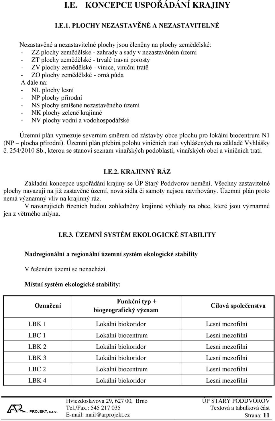 travní porosty - ZV plochy zemědělské - vinice, viniční tratě - ZO plochy zemědělské - orná půda A dále na: - NL plochy lesní - NP plochy přírodní - NS plochy smíšené nezastavěného území - NK plochy