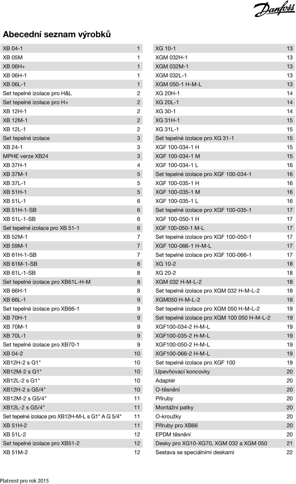 Set tepelné izolace pro XB61L-H-M 8 XB 66H-1 8 XB 66L-1 9 Set tepelné izolace pro XB66-1 9 XB 70H-1 9 XB 70M-1 9 XB 70L-1 9 Set tepelné izolace pro XB70-1 9 XB 04-2 10 XB12H-2 s G1" 10 XB12M-2 s G1"