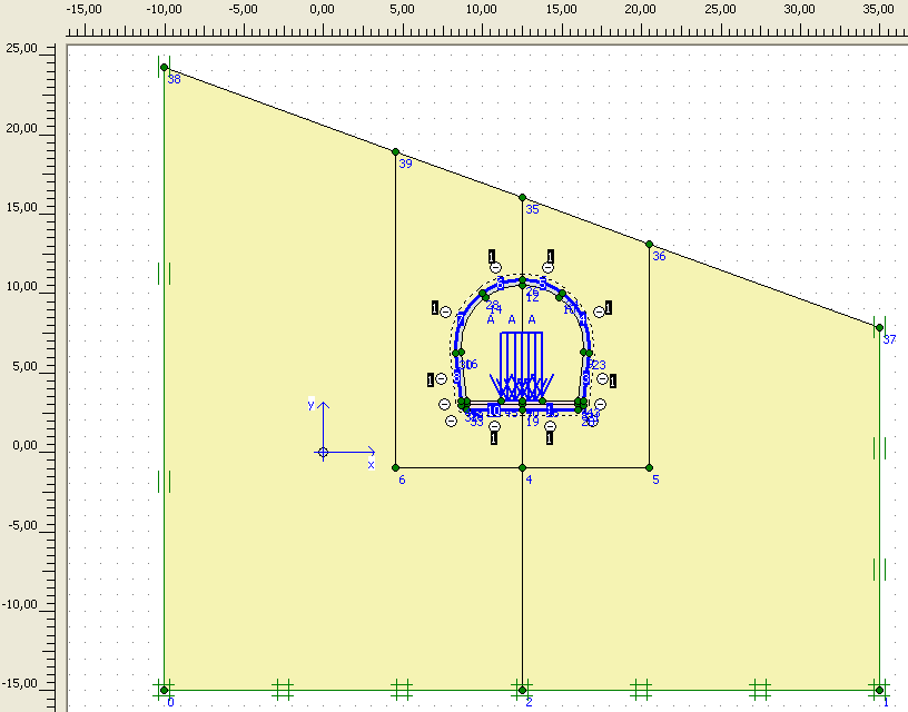 5.3.2 Výpočtový model Geometrie geologické skladby byla odvozena na základě inženýrsko-geologických informací o lokalitě viz kapitola 3.