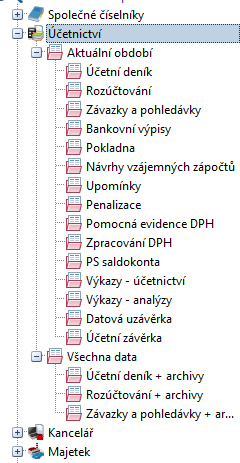 32 DUEL Úvodní příručka ÚČETNICTVÍ Centrem ekonomické evidence je účetnictví. Z ní lze kdykoli získat informace o jednotlivých účetních případech i o účetnictví firmy jako celku.