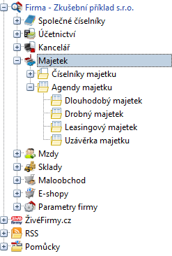 46 DUEL Úvodní příručka MAJETEK Modul Majetek slouží k evidenci a zpracování Dlouhodobého majetku, Drobného majetku a Majetku na leasing.