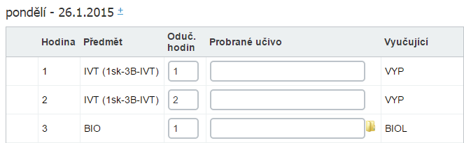 6. Stejné tematické plány pro paralelní výuku tříd / skupin Velmi časté samozřejmě je, že (i stejný) vyučující vede výuku určitého předmětu v paralelních třídách /či skupinách), např.