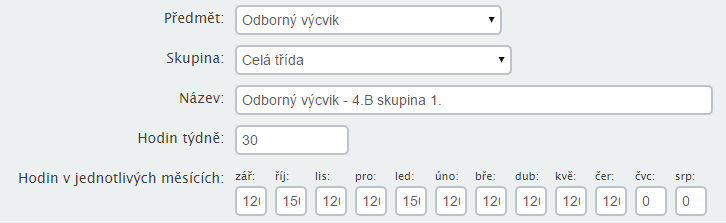 4. Počet hodin výuky v tematickém plánu u jiných než standard. týdenních rozvrhů Upozornění: Pozor, systém tematických plánů není striktně pevně svázán s rozvrhem.