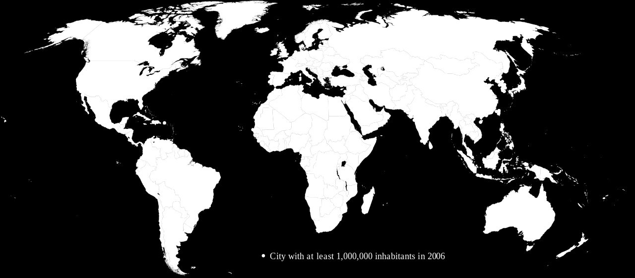 Světová populace a urbanizace Cca 450 měst s populací >= 1 milion obyvatel V roce 2007 >50 % lidí ve městech (z toho > 70%