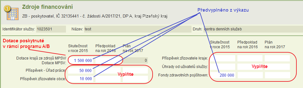 9.7 Zdroje financování Formulář Zdroje financování doporučujeme vyplňovat až po vyplnění rozpočtu, jelikož celková výše nákladů a celková částka požadované dotace se přenáší do formuláře zdrojů