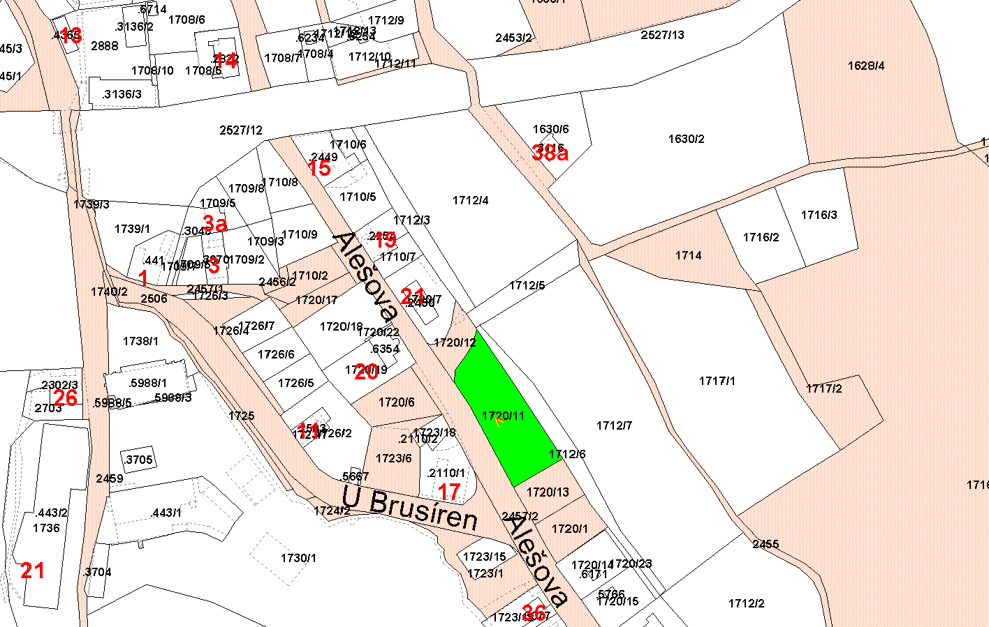 B) 2. nesouhlas s prodejem p.p.č. 1720/11 o výměře 1.484 m 2 v k.ú. Jablonec nad Nisou O prodej pozemku za dočasným rekreačním účelem (v budoucnu za účelem výstavby rodinného domu) požádali manželé J.